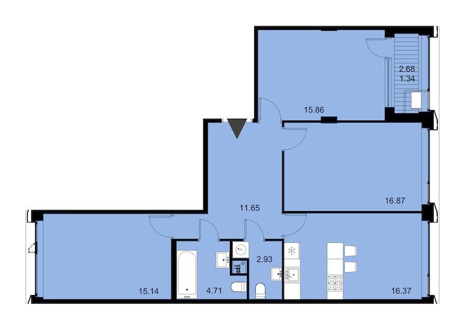 3-комнатная квартира 84.87 м², 2/20 эт., ЖК «Golden Сity»